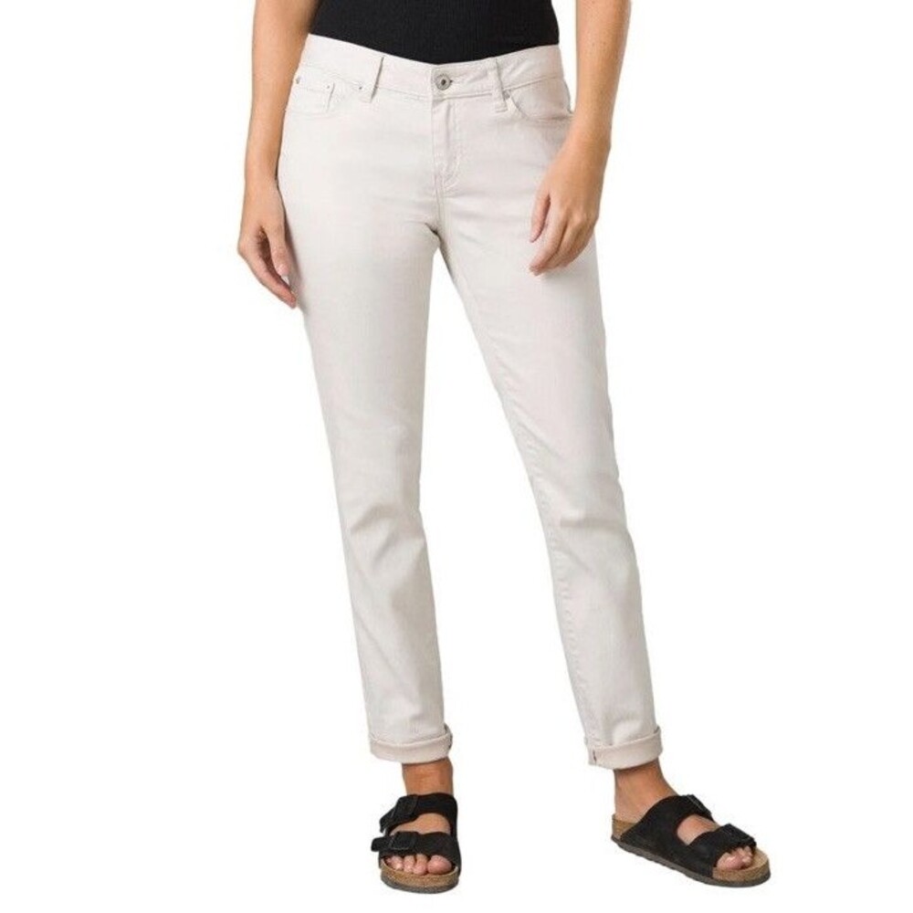 PrAna Kayla Straight Cut Jeans 18 Chalk Ivory Organic Cotton Blend Mid-Rise $99